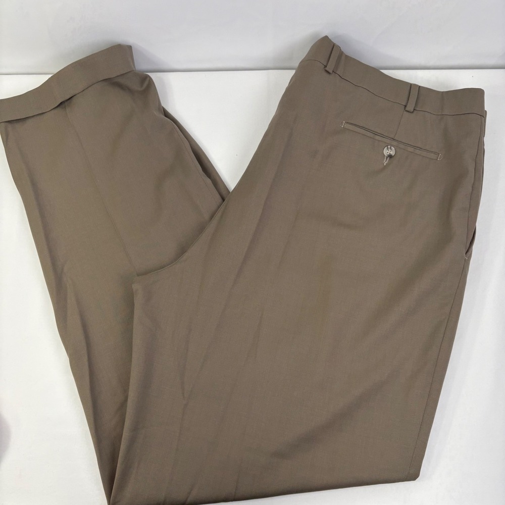 Ballin Comfort-EZE Brown Super 120s Wool Pleated Cuffed Dress Pants 44 (45x34)